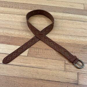 Lucky Brand Leather Brown Suede Belt with Diamond Cutouts